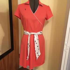 Lady Hagen coral dragonfly golf dress w/ shorts
